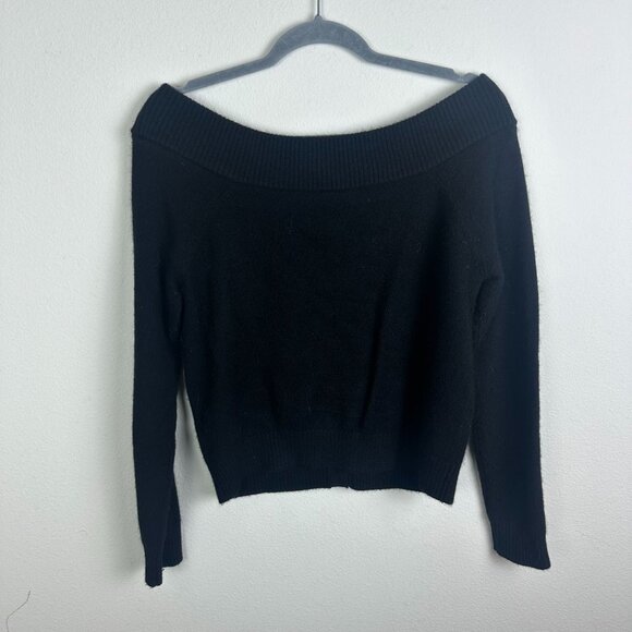 Anthropologie Maeve V Neck Cashmere Sweater XXS Black Button Front Minimalist - Picture 6 of 6